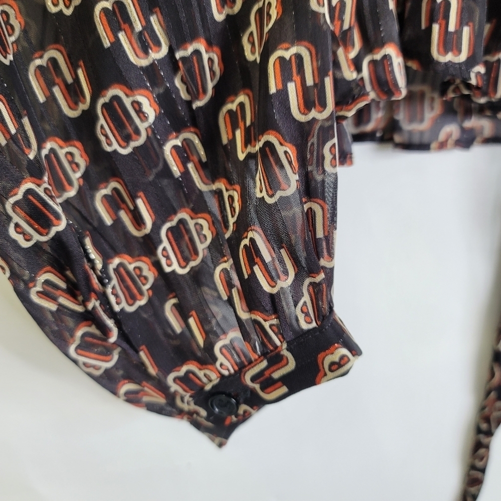 Maje Luzette Metallic Thread Print Silk Blend Boho style Blouse - Picture 10 of 15